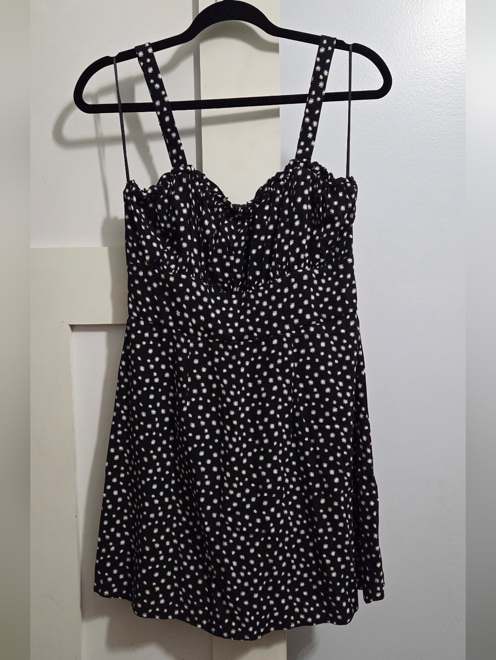Mi Ami for Francesca's -Black Polka Dot/Floral Sundress with Sweetheart Neckline